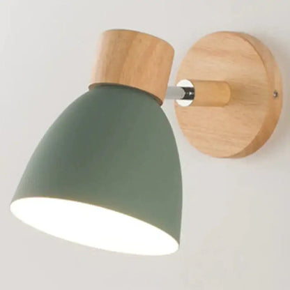 Joan wooden reading wall lamp yellow and natural wood bedroom light
