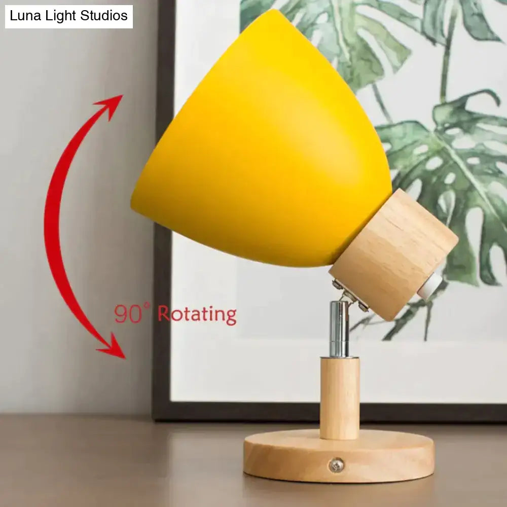 Joan wooden reading wall lamp yellow and natural wood bedroom light