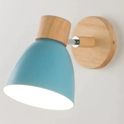 Joan wooden reading wall lamp yellow and natural wood bedroom light