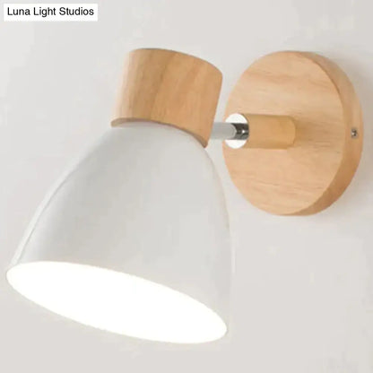 Joan wooden reading wall lamp yellow and natural wood bedroom light