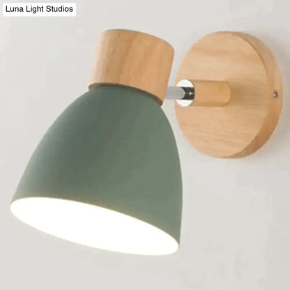 Joan wooden reading wall lamp yellow and natural wood bedroom light