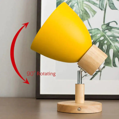 Joan wooden reading wall lamp yellow and natural wood bedroom light
