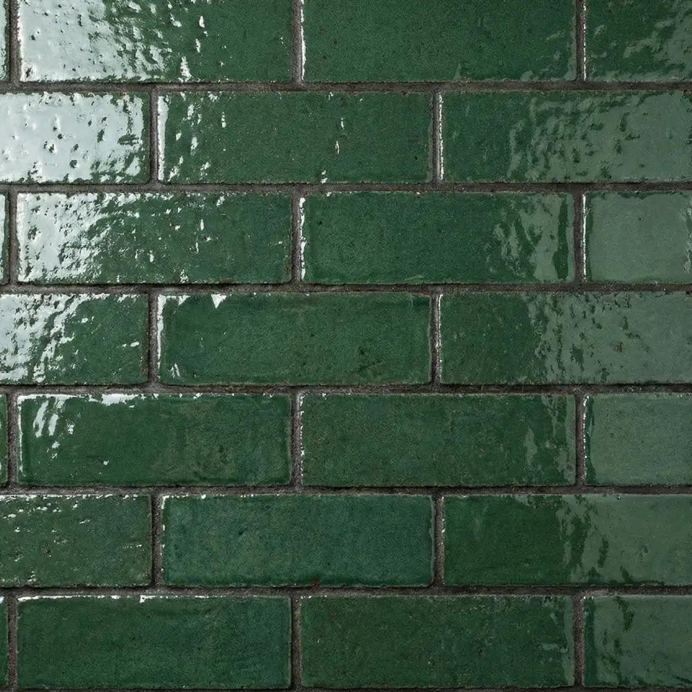 Joy Green Rustic Subway Glazed Terracotta Tiles 2 3/4x9 3/4
