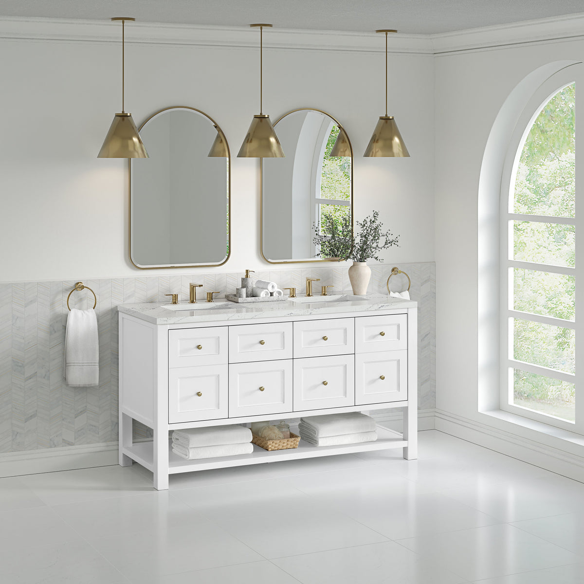 James Martin Breckenridge 60" Double Bathroom Vanity, Bright White