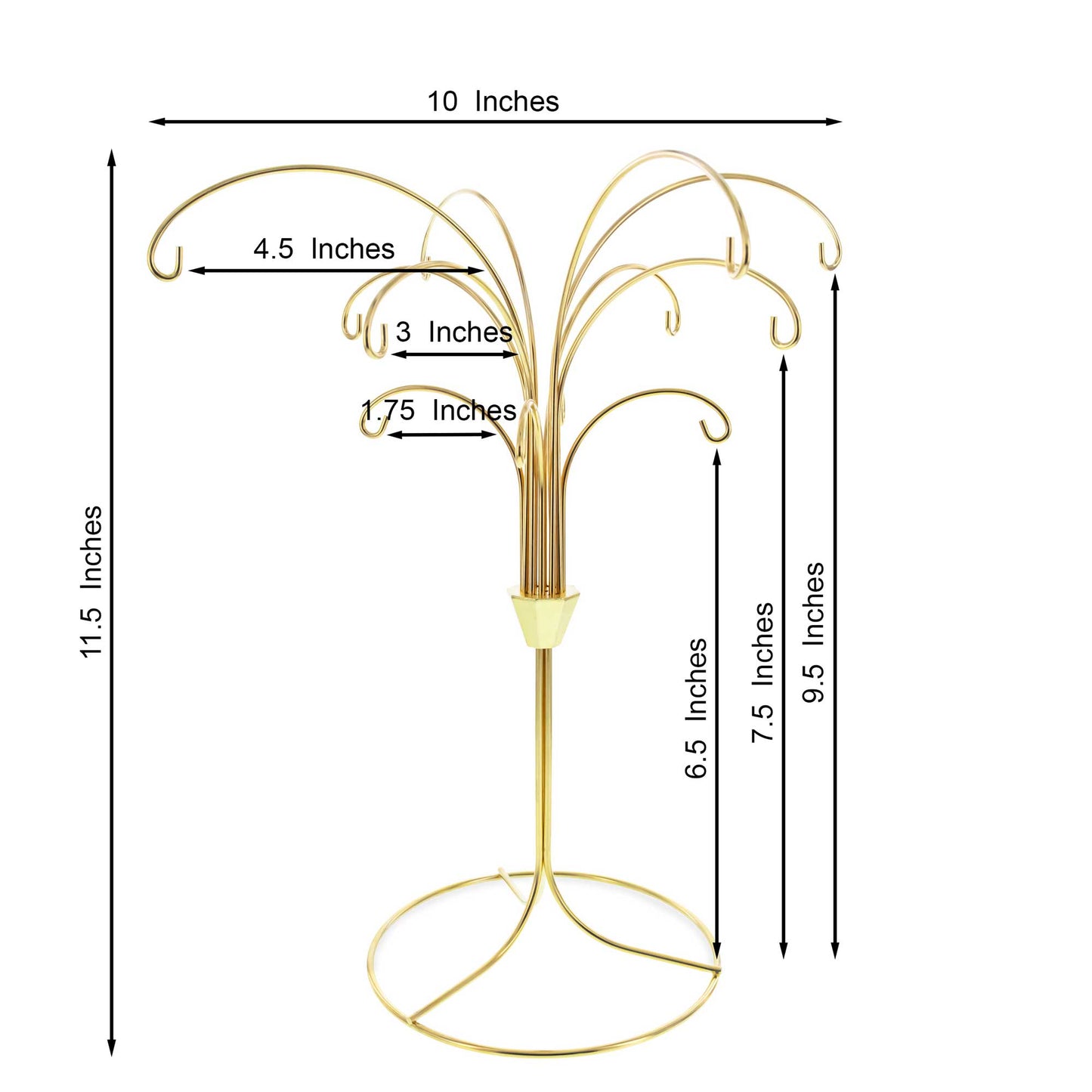 12-Arm Spiral Fountain Brass Gold Metal Ornament Stand Display 11.5 Inches (Taiwan)