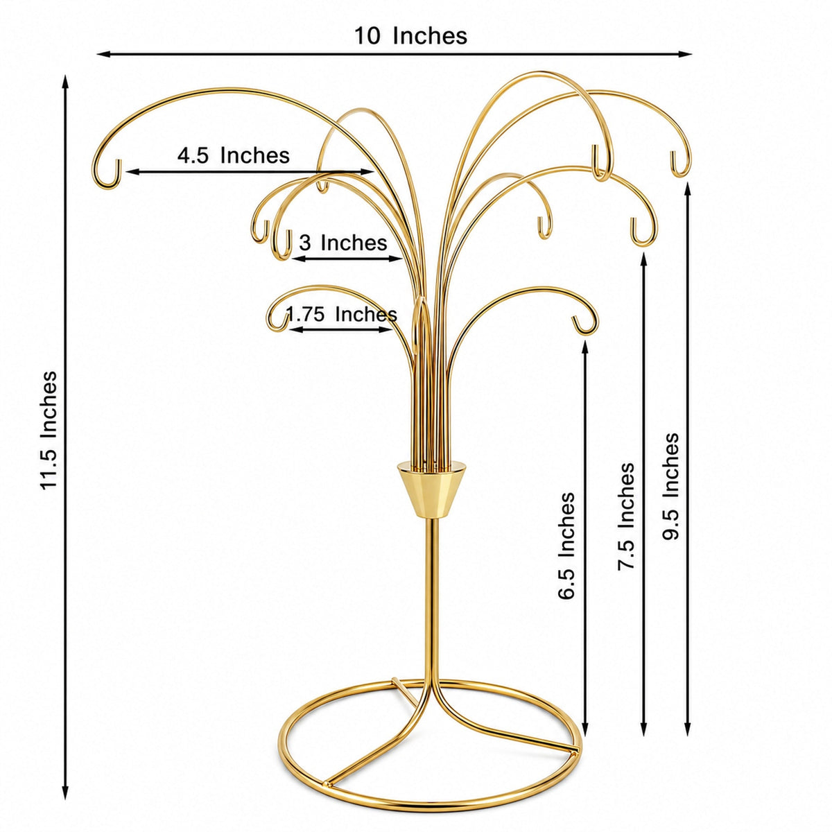 12-Arm Spiral Fountain Brass Gold Metal Ornament Stand Display 11.5 Inches (Taiwan)