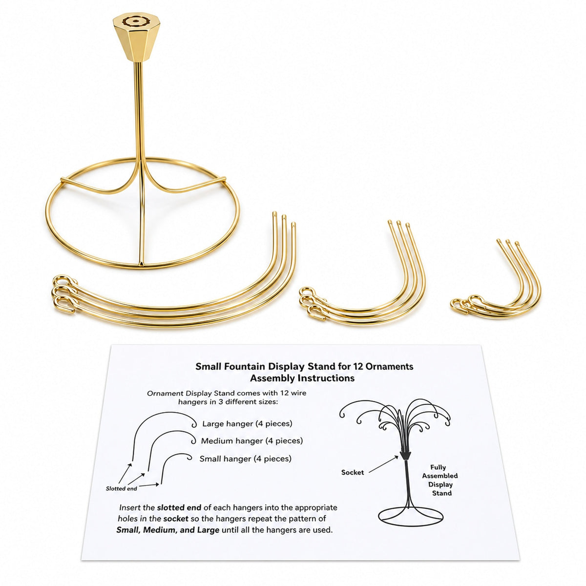 12-Arm Spiral Fountain Brass Gold Metal Ornament Stand Display 11.5 Inches (Taiwan)