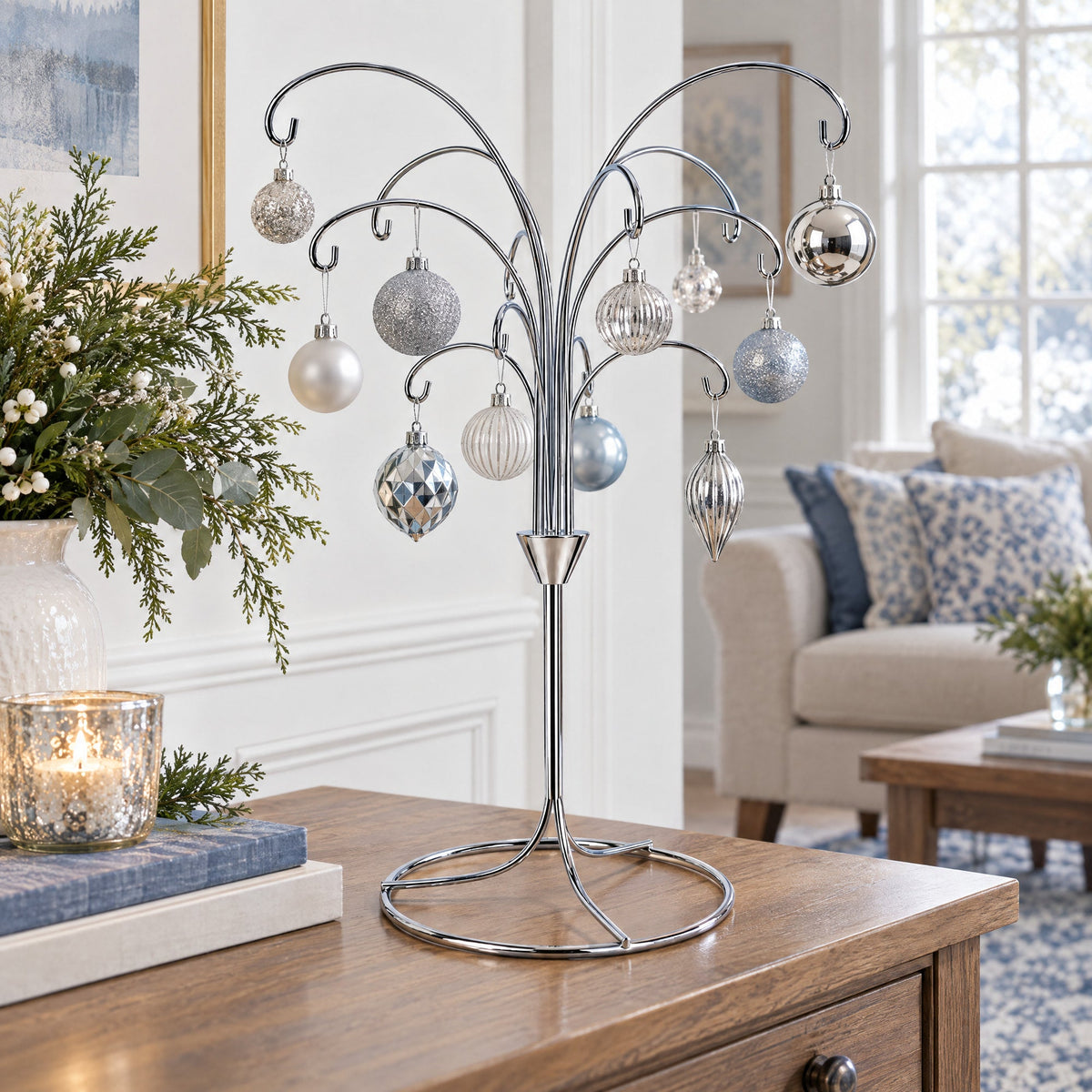 12-Arm Spiral Fountain Brass Silver Metal Ornament Stand Display 11.5 Inches (Taiwan)