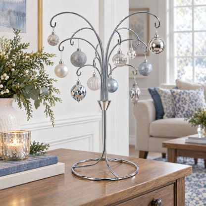 12-Arm Spiral Fountain Brass Silver Metal Ornament Stand Display 11.5 Inches (Taiwan)