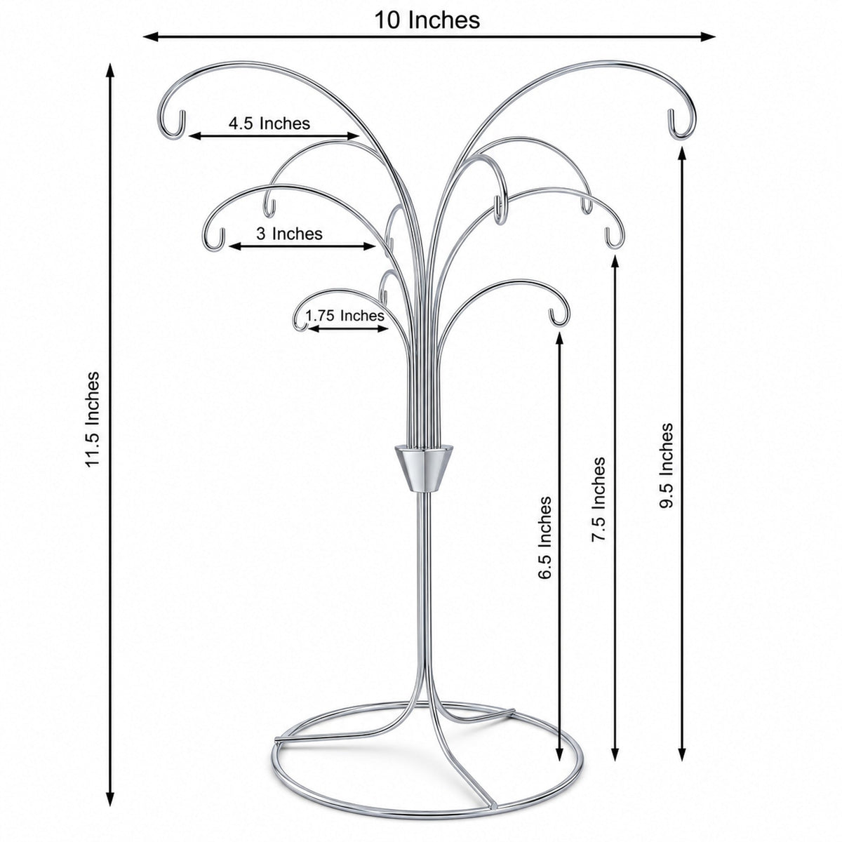 12-Arm Spiral Fountain Brass Silver Metal Ornament Stand Display 11.5 Inches (Taiwan)
