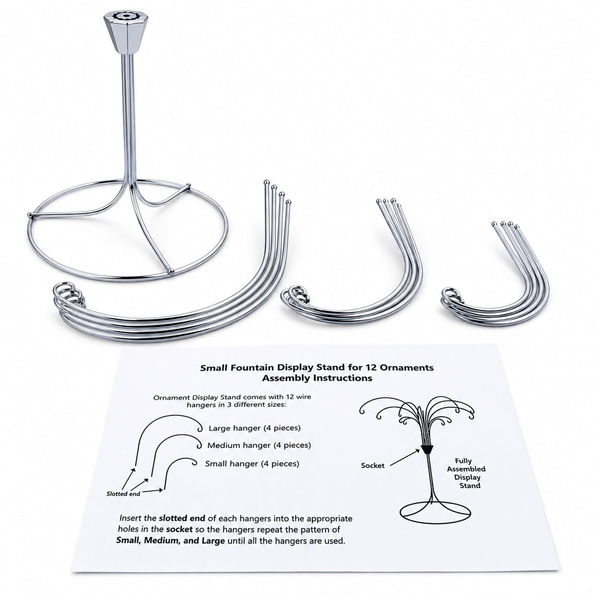 12-Arm Spiral Fountain Brass Silver Metal Ornament Stand Display 11.5 Inches (Taiwan)
