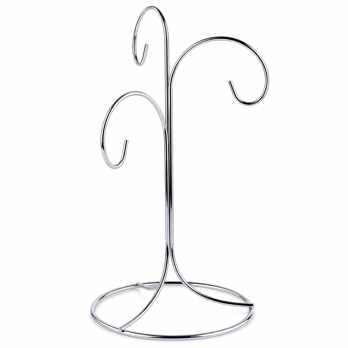 3-Arm 3-Tier Silver Metal Ornament Stand Display 10.75 Inches (Taiwan)