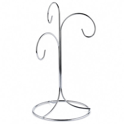 3-Arm 3-Tier Silver Metal Ornament Stand Display 10.75 Inches (Taiwan)