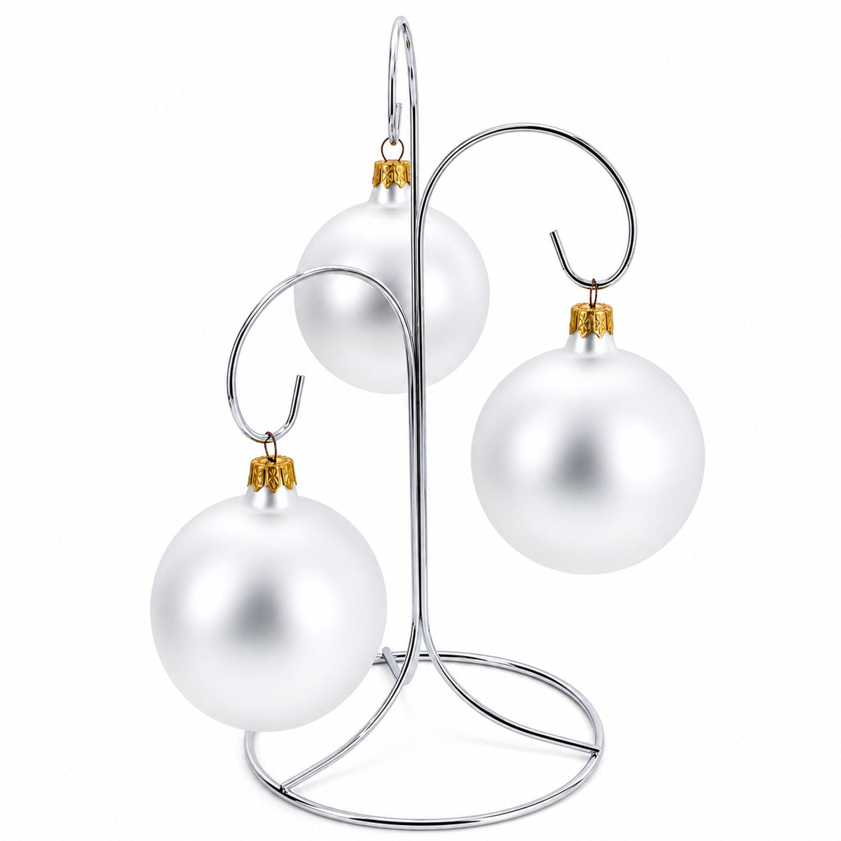 3-Arm 3-Tier Silver Metal Ornament Stand Display 10.75 Inches (Taiwan)