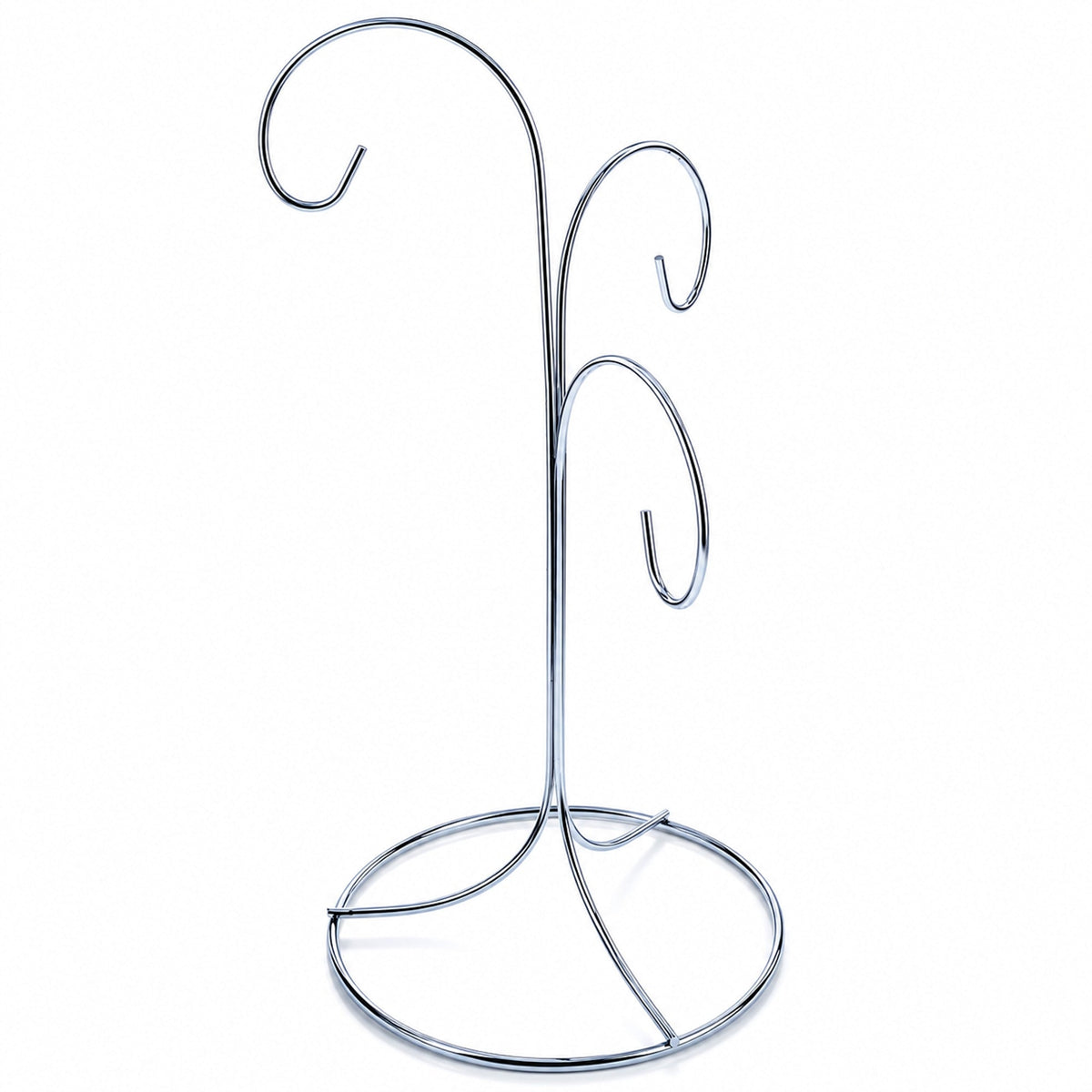 3-Arm 3-Tier Silver Metal Ornament Stand Display 10.75 Inches (Taiwan)