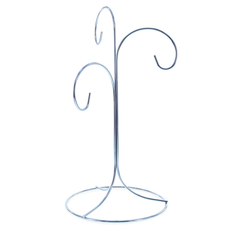 3-Arm 3-Tier Silver Metal Ornament Stand Display 10.75 Inches (Taiwan)