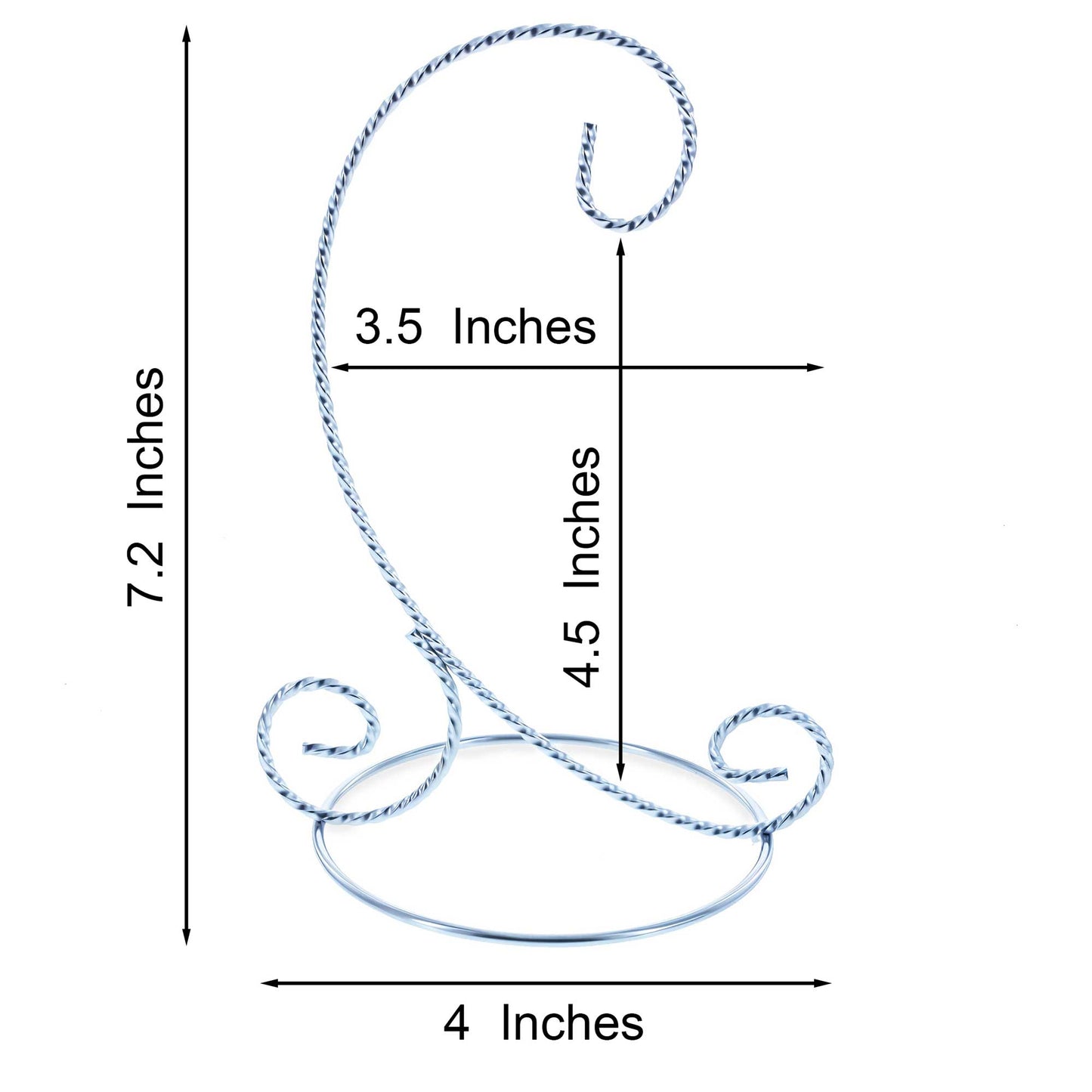 Twisted Wire Silver Metal Ornament Stand Display 7.2 Inches (Taiwan)