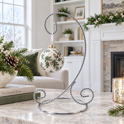 Twisted Wire Silver Metal Ornament Stand Display 7.2 Inches (Taiwan)
