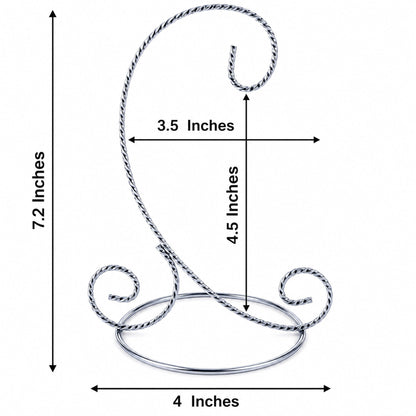 Twisted Wire Silver Metal Ornament Stand Display 7.2 Inches (Taiwan)