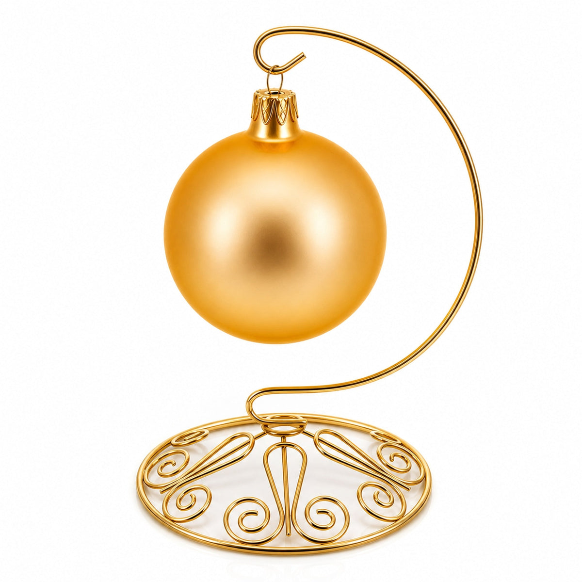 Curved Gold Wire Swirl Base Ornament Stand Display 7 Inches (Taiwan)