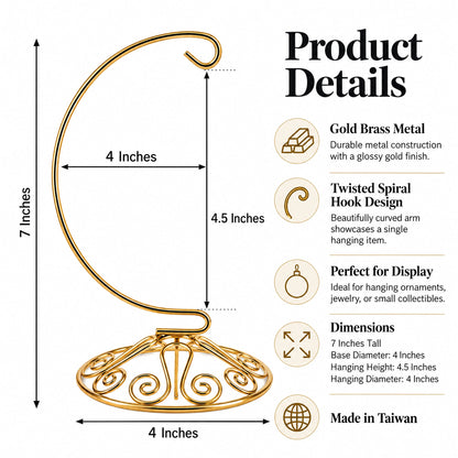 Curved Gold Wire Swirl Base Ornament Stand Display 7 Inches (Taiwan)