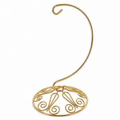 Curved Gold Wire Swirl Base Ornament Stand Display 7 Inches (Taiwan)