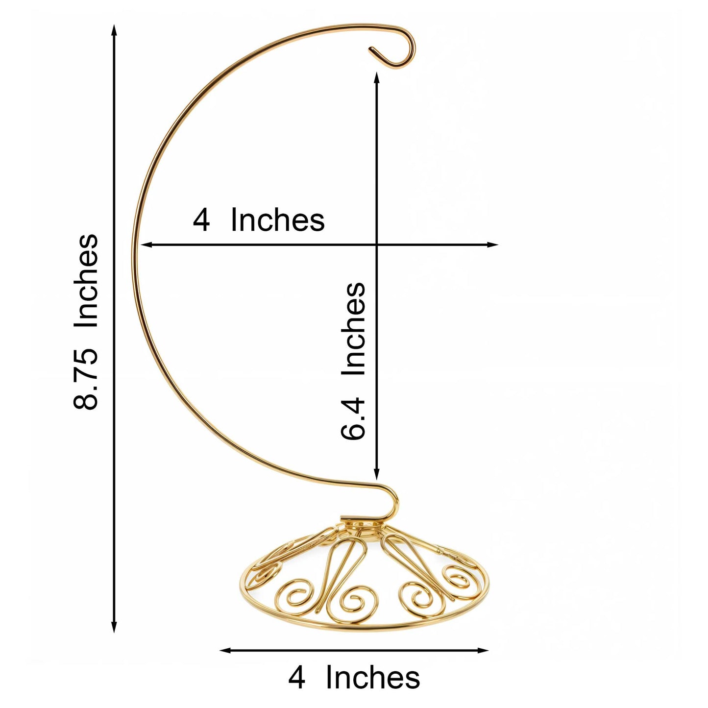 Curved Gold Wire Swirl Base Ornament Stand Display 8.75 Inches (Taiwan)