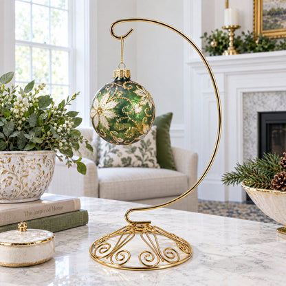 Curved Gold Wire Swirl Base Ornament Stand Display 8.75 Inches (Taiwan)