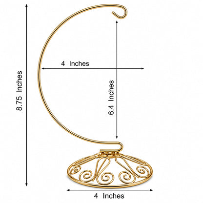 Curved Gold Wire Swirl Base Ornament Stand Display 8.75 Inches (Taiwan)