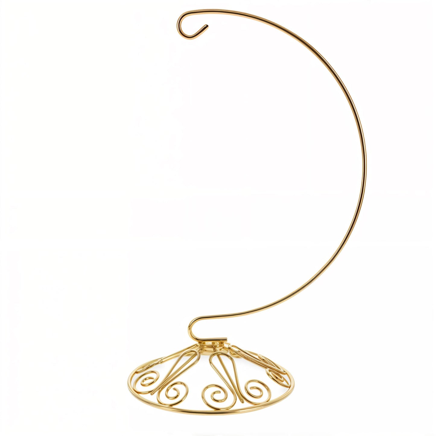 Curved Gold Wire Swirl Base Ornament Stand Display 8.75 Inches (Taiwan)