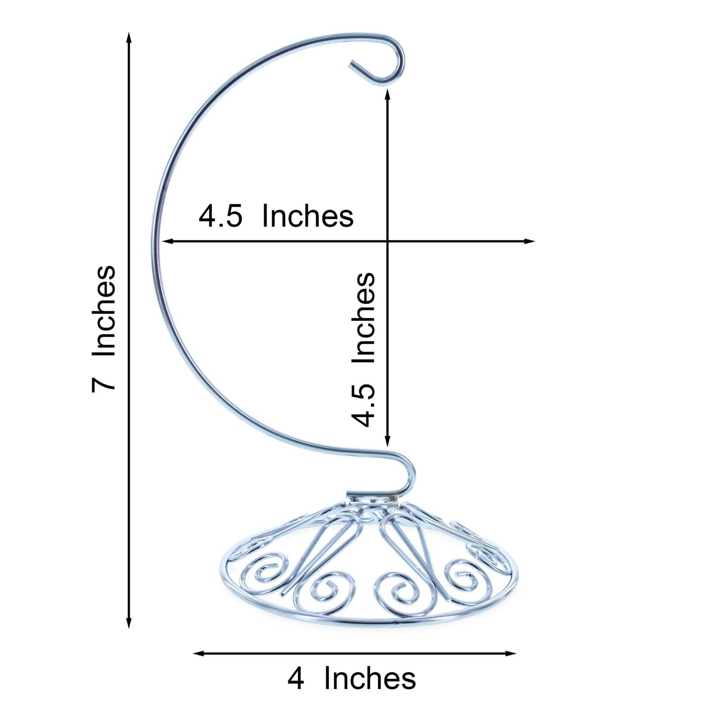 Curved Silver Wire Swirl Base Ornament Stand Display 7 Inches (Taiwan)
