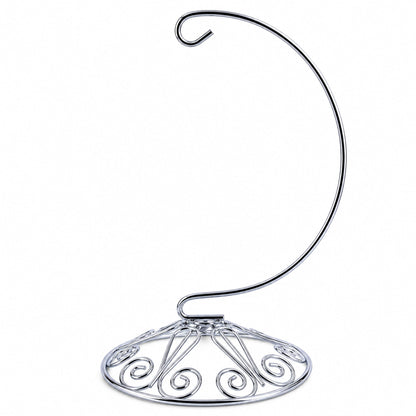 Curved Silver Wire Swirl Base Ornament Stand Display 7 Inches (Taiwan)