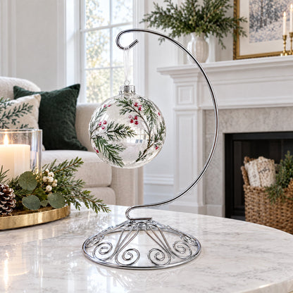 Curved Silver Wire Swirl Base Ornament Stand Display 7 Inches (Taiwan)