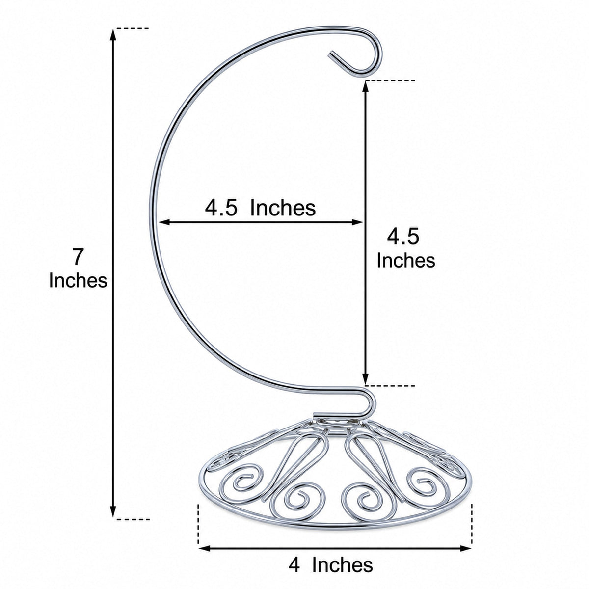 Curved Silver Wire Swirl Base Ornament Stand Display 7 Inches (Taiwan)