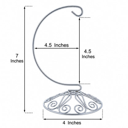Curved Silver Wire Swirl Base Ornament Stand Display 7 Inches (Taiwan)