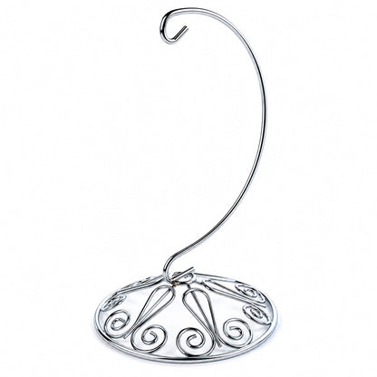 Curved Silver Wire Swirl Base Ornament Stand Display 7 Inches (Taiwan)