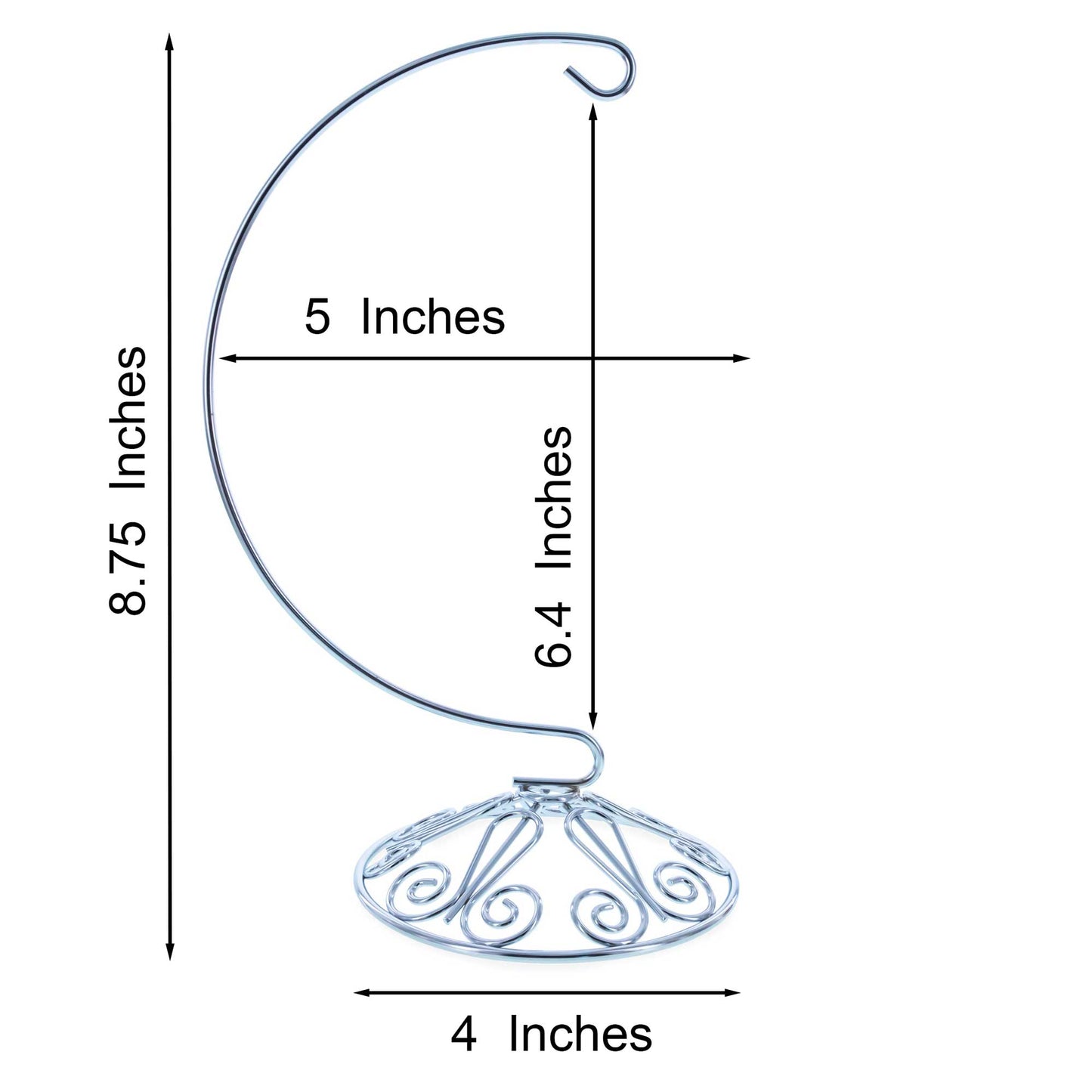 Curved Silver Wire Swirl Base Ornament Stand Display 8.75 Inches (Taiwan)