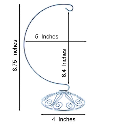 Curved Silver Wire Swirl Base Ornament Stand Display 8.75 Inches (Taiwan)