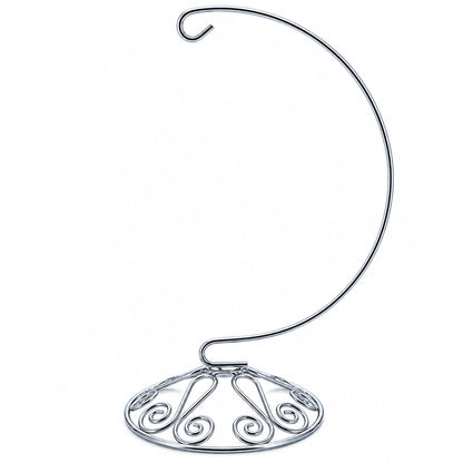 Curved Silver Wire Swirl Base Ornament Stand Display 8.75 Inches (Taiwan)
