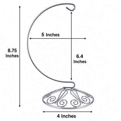 Curved Silver Wire Swirl Base Ornament Stand Display 8.75 Inches (Taiwan)