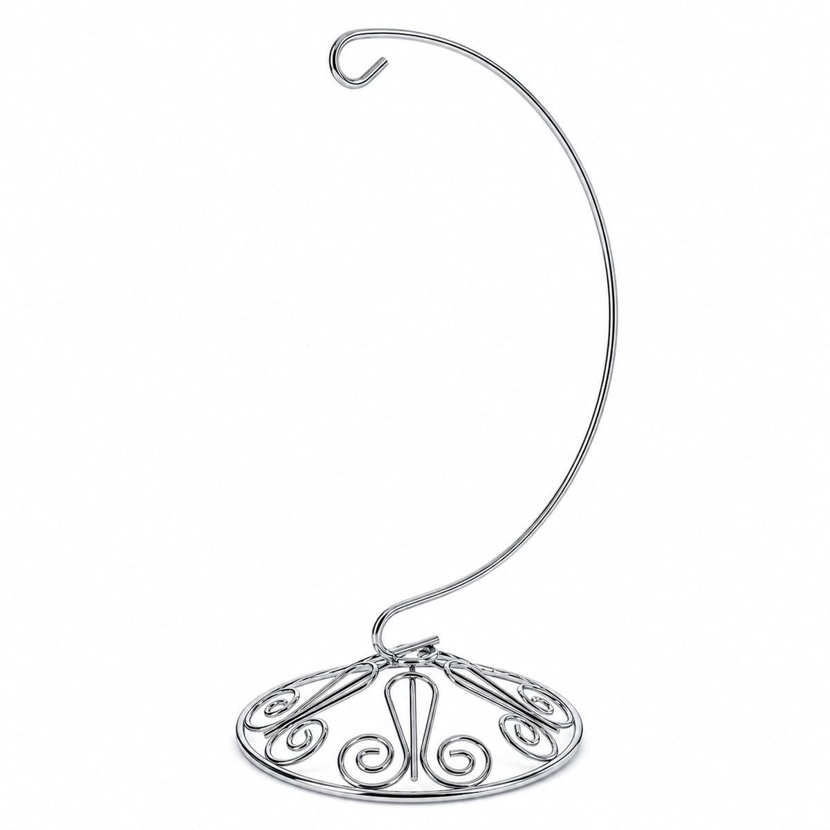 Curved Silver Wire Swirl Base Ornament Stand Display 8.75 Inches (Taiwan)
