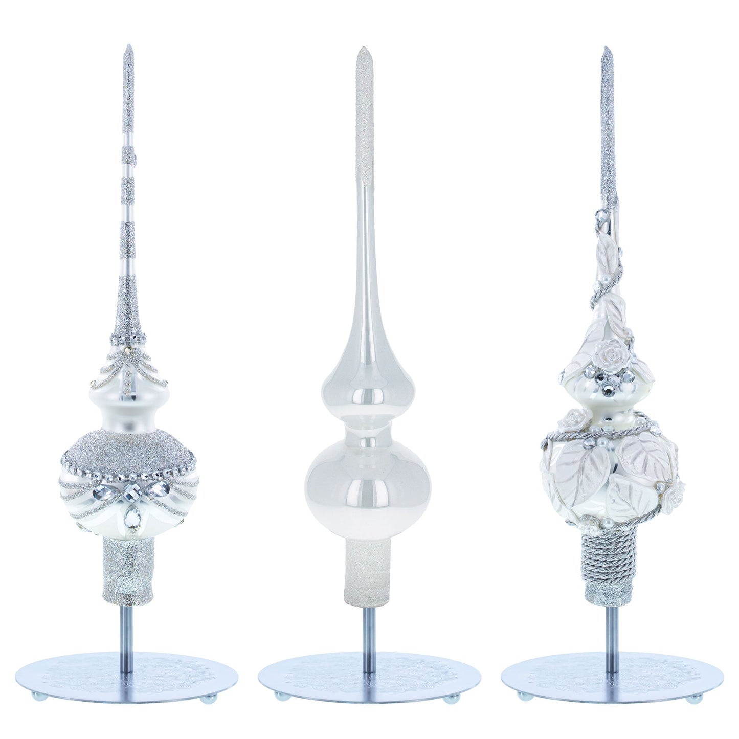 Ornate Silver Metal Rod Tree Topper Stand Display Stand 10 Inches (Taiwan)
