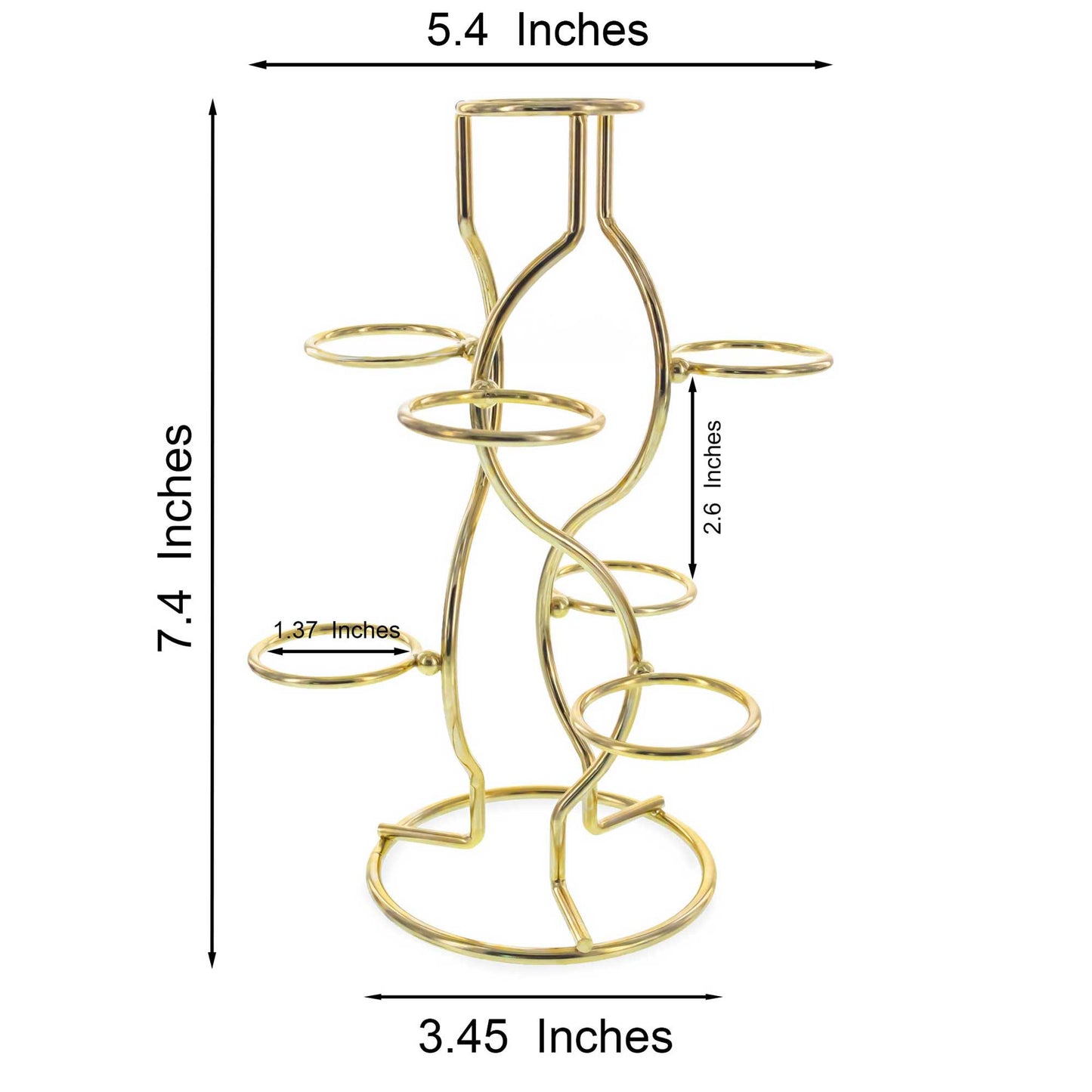 7-Ring 3-Tier Gold Wire Metal Sphere Crystals Egg Stand Holder Display 7.4 Inches (Taiwan)