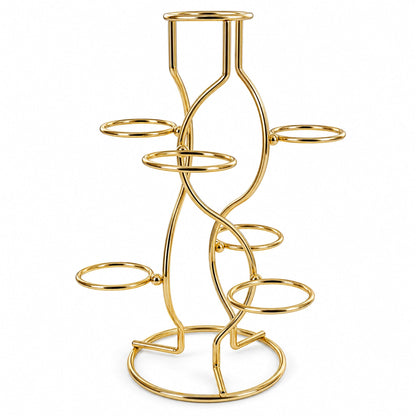 7-Ring 3-Tier Gold Wire Metal Sphere Crystals Egg Stand Holder Display 7.4 Inches (Taiwan)