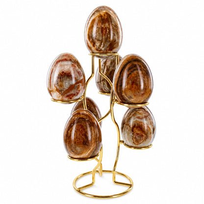 7-Ring 3-Tier Gold Wire Metal Sphere Crystals Egg Stand Holder Display 7.4 Inches (Taiwan)
