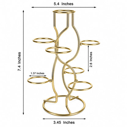 7-Ring 3-Tier Gold Wire Metal Sphere Crystals Egg Stand Holder Display 7.4 Inches (Taiwan)