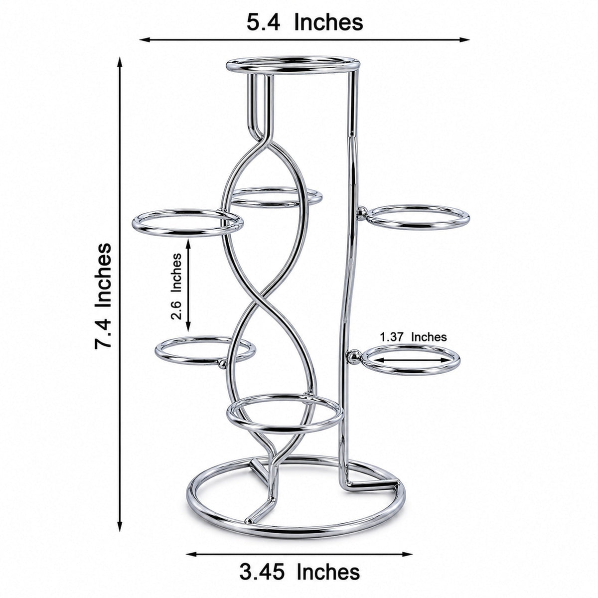 7-Ring 3-Tier Silver Wire Metal Sphere Crystals Egg Stand Holder Display 7.4 Inches (Taiwan)