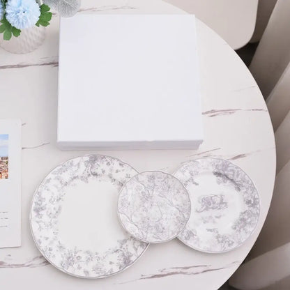 Jungle bone china toile animal plates set for dining room
