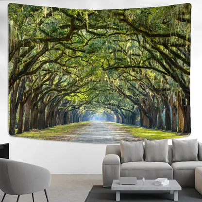 Jungle path mandala tapestry ancient oak bedroom wall hanging