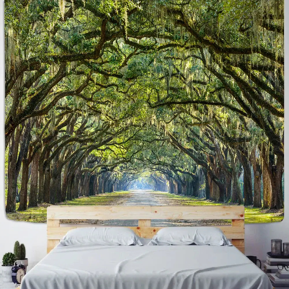 Jungle path mandala tapestry ancient oak bedroom wall hanging